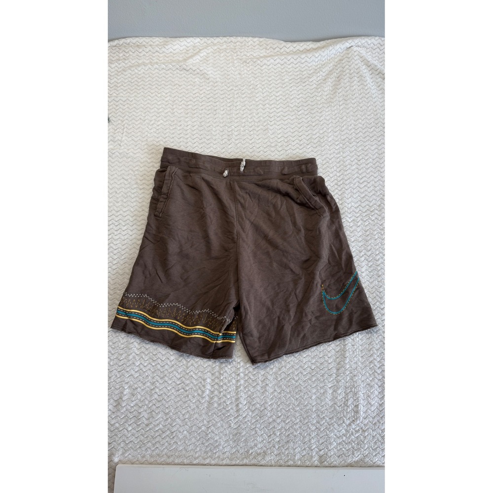 Nike N7 Mens French Terry Shorts Brown Embroidered Swoosh Large